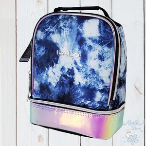 NWT BEBE GIRLS PINK BLUE HOLOGRAPHIC SCHOOL INSULATED ZIPPER LUNCH BAG
